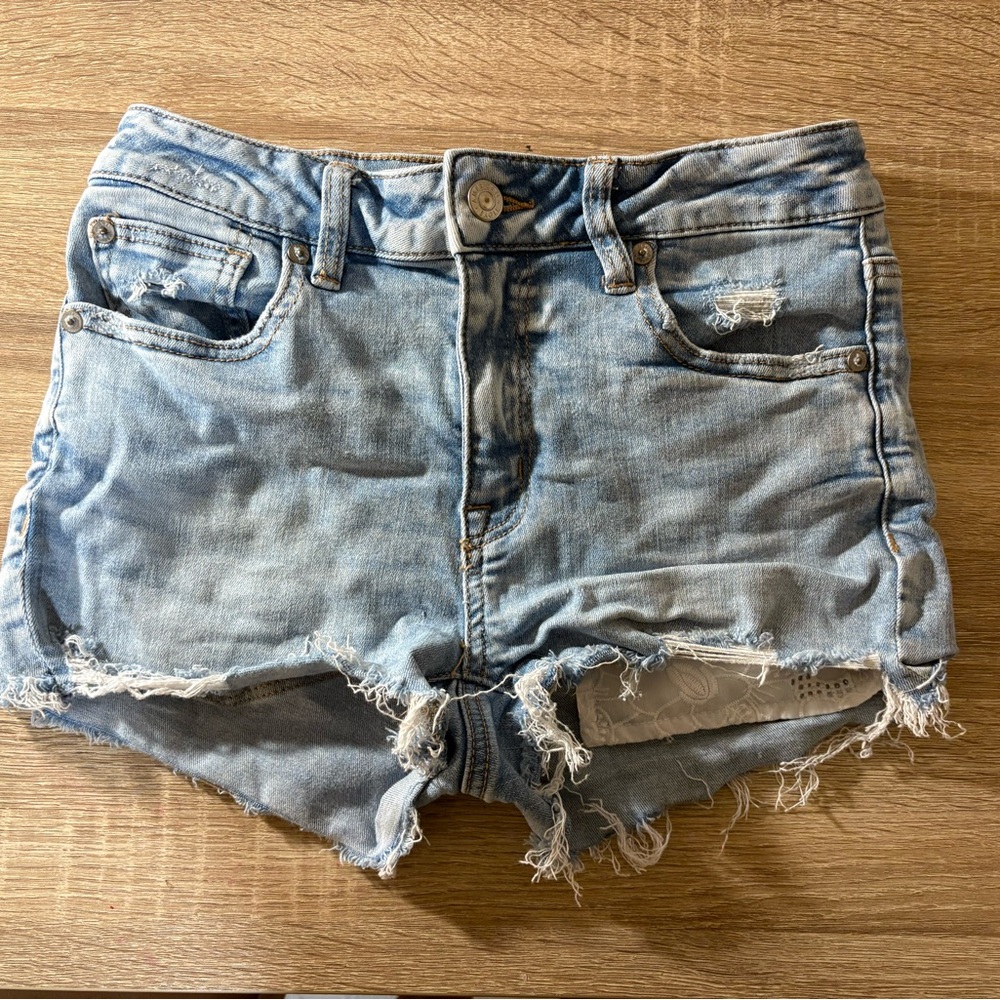 American Eagle Outfitters Blue Jean Shorts Distressed Cutoff